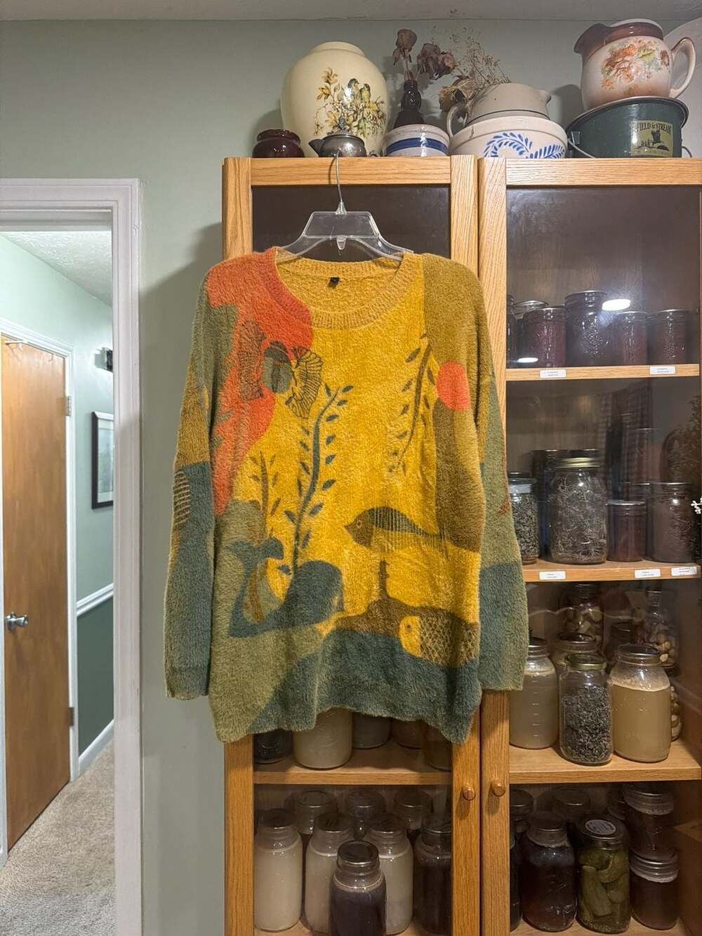 YESNO Crewneck Sweater in Mustard and Olive